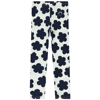 Girls Ivory Boke Flower Leggings